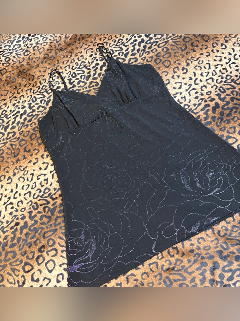 Women’s Black Floral-Texture Camisole